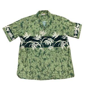 Vintage Winnie Fashion Hawaiian Shirt XL Green Palm Leaf Design Made In Hawaii
